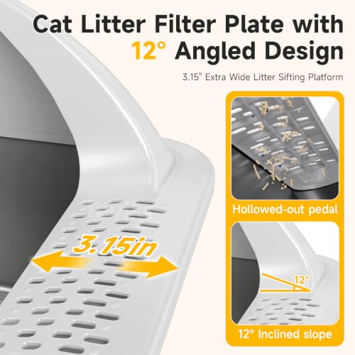 XL Open Top Stainless Steel Litter Box with High Sides,Light Gray — product image 5