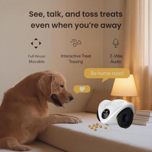 Robot Pet Camera with One-Tap Treat Dispensing | Mobile 360° Monitor, 2-Way Audio, and Smart Tracking | No Monthly Fees