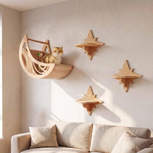 Moon & Star Cat Wall Shelves, Modern Cat Wall Furniture for Indoor Cats — product image 3
