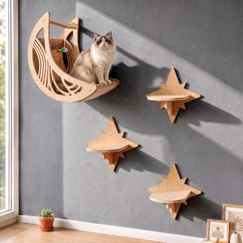 Moon & Star Cat Wall Shelves, Modern Cat Wall Furniture for Indoor Cats — product image 2