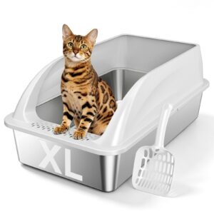 stainless steel litter box - Open Top Stainless Steel Litter Box with High Sides