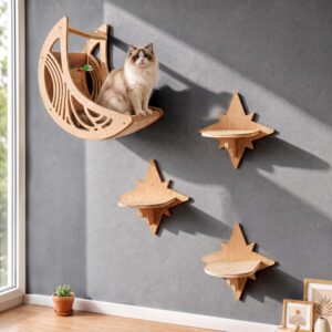 cat wall shelves - Moon and Star Cat Wall Shelves