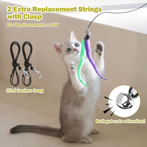 feather wand cat toy set with retractable handles and colorful lure refills product image 7