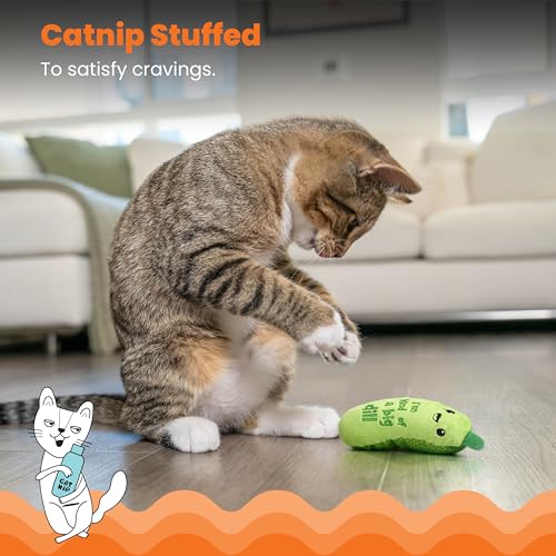 Catstages crunchy pickle kicker cat toy with green plush catnip shape product image 5