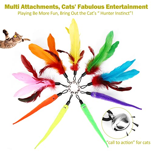 feather wand cat toy set with retractable handles and colorful lure refills product image 6