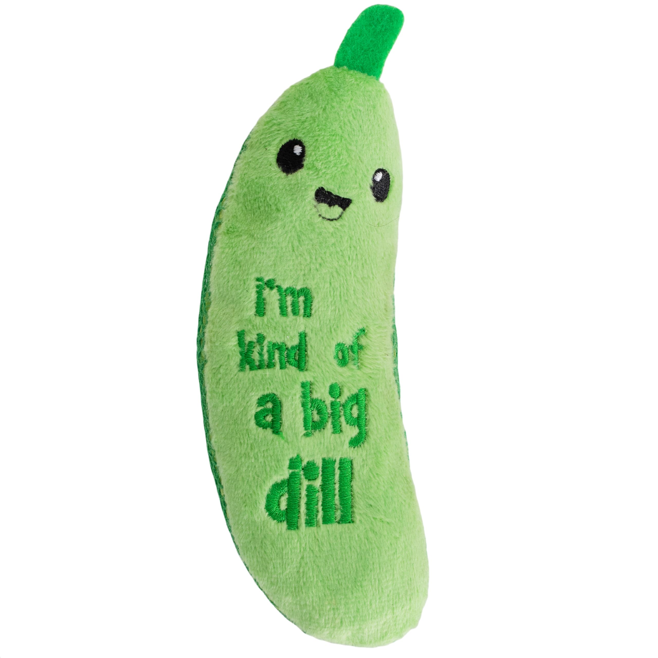 Catstages crunchy pickle kicker cat toy with green plush catnip shape